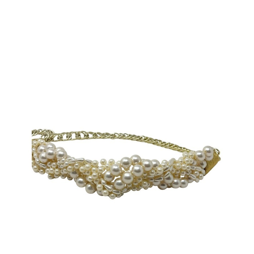 Vintage 80s Faux Pearl Cluster Net Belt Gold Tone Chain womens statement belt - Picture 5 of 9